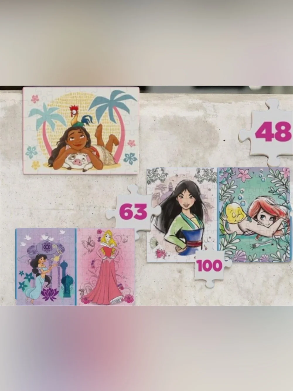 Disney Princess 5-in-1 Puzzle Pack | 48, 63, & 100 Piece Puzzles
